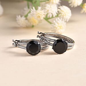 Thai Black Spinel 9.00 ctw Earrings in Stainless Steel