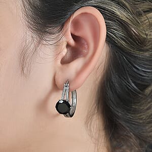Thai Black Spinel 9.00 ctw Earrings in Stainless Steel