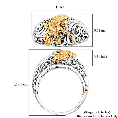Bali Legacy Dragonfly Ring in 22K Vermeil YG Over and Sterling Silver (Size 10.0) 5.90 Grams
