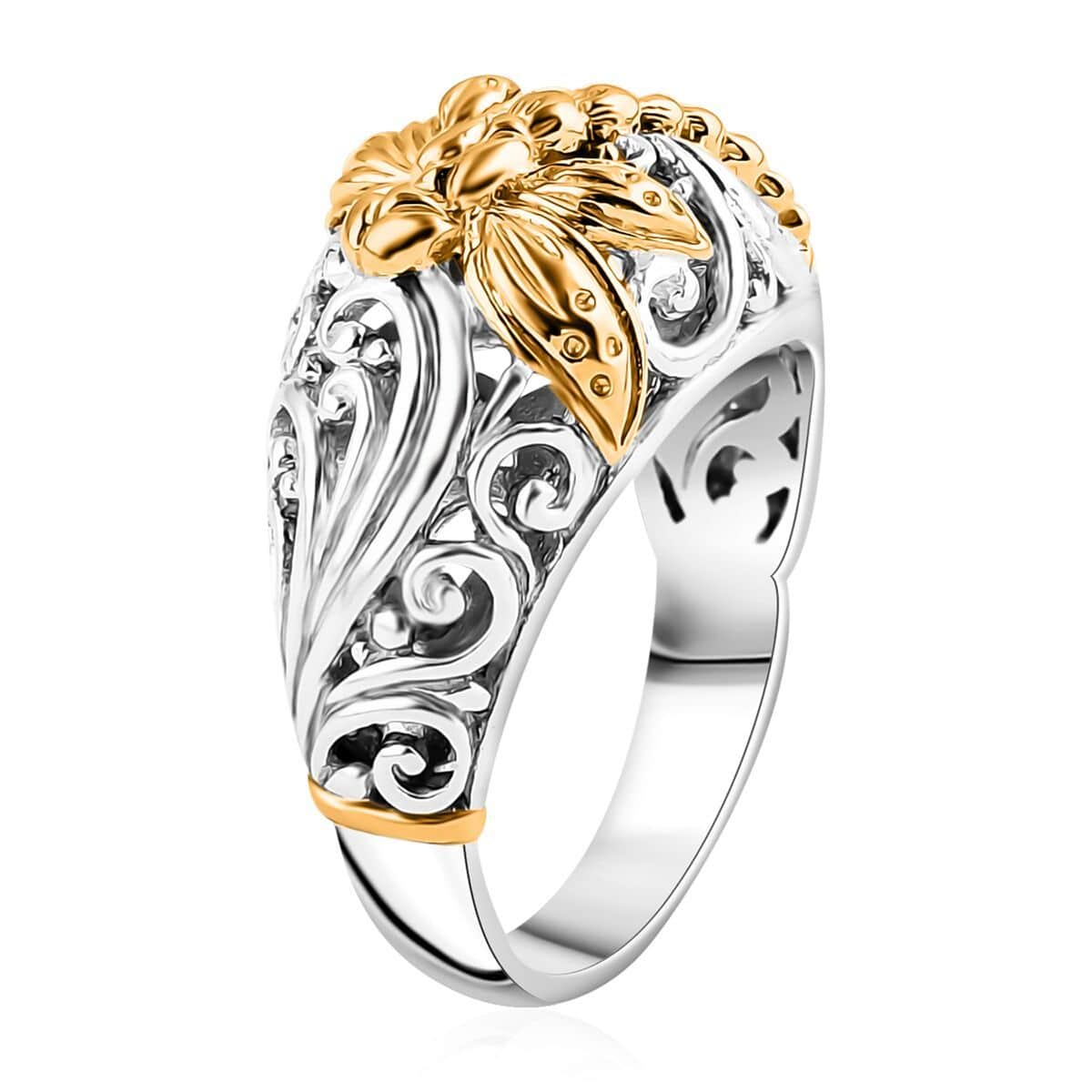 Doorbuster Bali Legacy Dragonfly Ring in 22K Vermeil YG Over and Sterling Silver (Size 8.0) 6.0 Grams image number 3