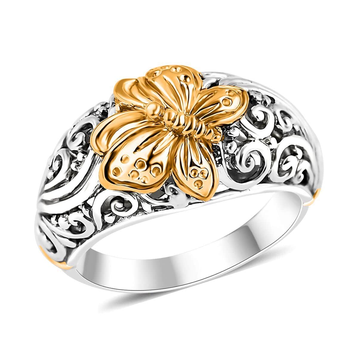 Bali Legacy Butterfly Ring in 22K Vermeil YG Over and Sterling Silver (Size 10.0) 5.75 Grams image number 0