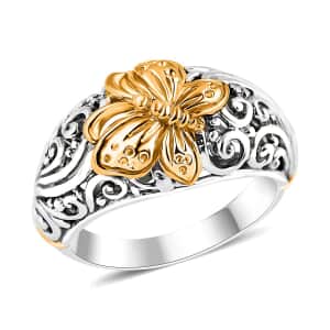 Bali Legacy Butterfly Ring in 22K Vermeil YG Over and Sterling Silver (Size 10.0) 5.75 Grams