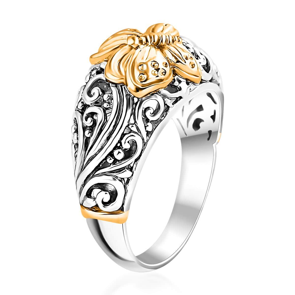 Bali Legacy Butterfly Ring in 22K Vermeil YG Over and Sterling Silver (Size 10.0) 5.75 Grams image number 3