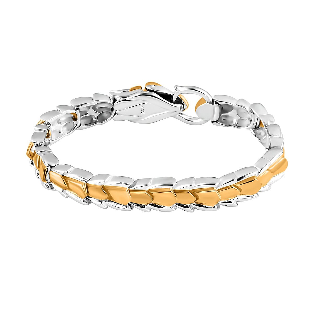 Bali Legacy Dragon Bracelet in 22K Vermeil YG Over and Sterling Silver (8.00 In) 36.75 Grams image number 3