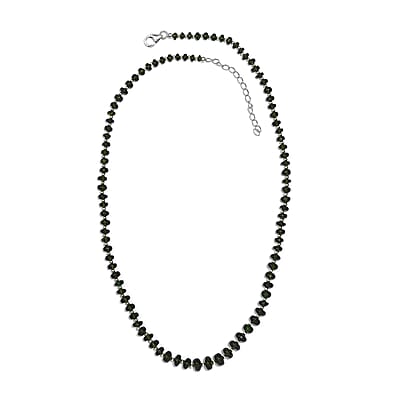 Chrome Diopside Beaded 54.10 ctw Necklace 18 Inches in Rhodium Over Sterling Silver 