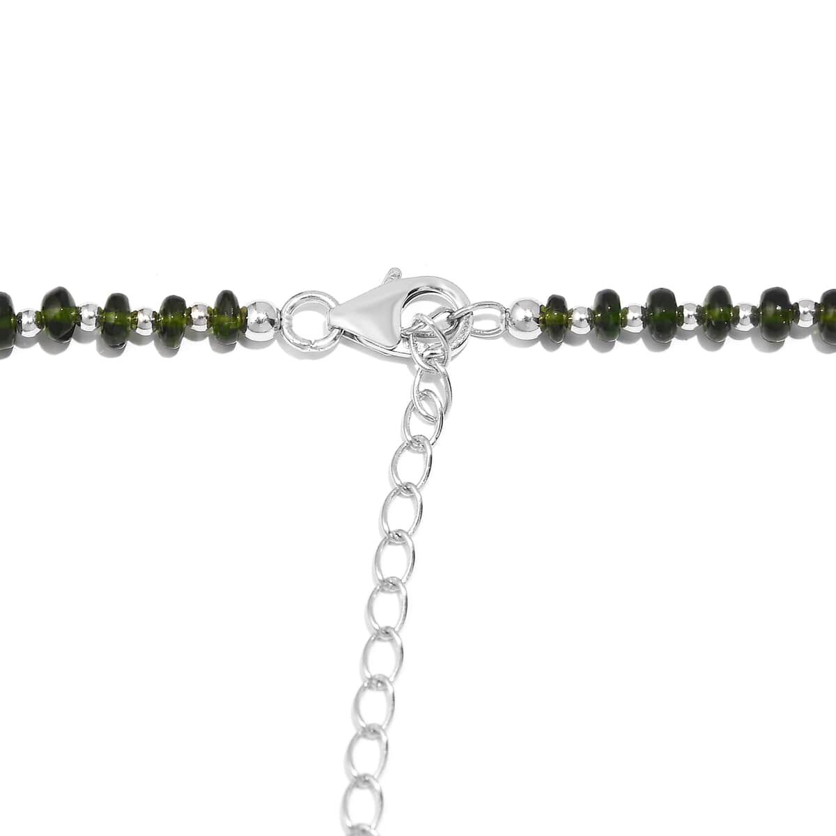 Chrome Diopside Beaded 54.10 ctw Necklace 18 Inches in Rhodium Over Sterling Silver  image number 4