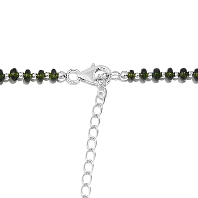 Chrome Diopside Beaded 54.10 ctw Necklace 18 Inches in Rhodium Over Sterling Silver 