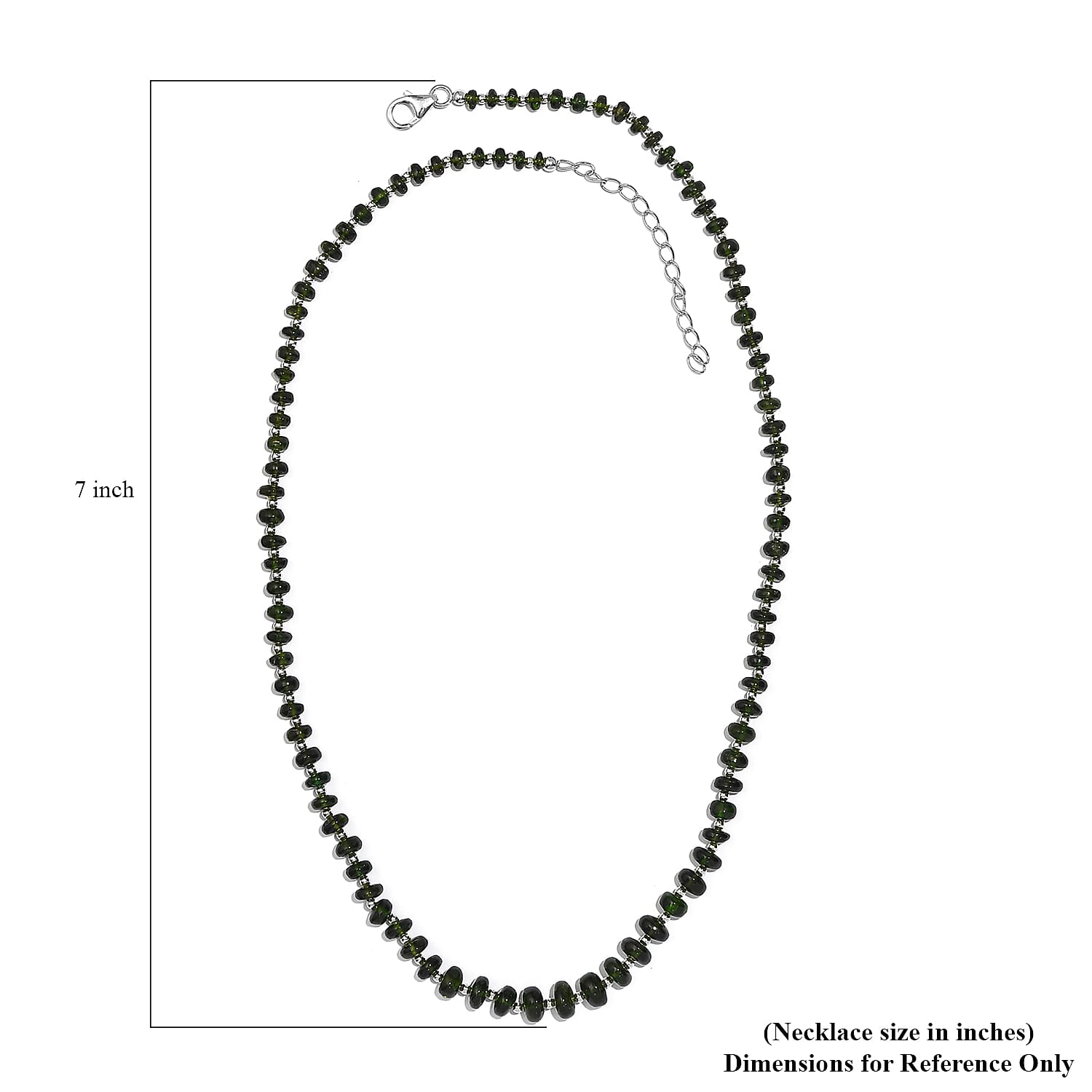 Chrome Diopside Beaded 54.10 ctw Necklace 18 Inches in Rhodium Over Sterling Silver 