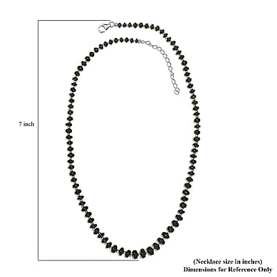 Chrome Diopside Beaded 54.10 ctw Necklace 18 Inches in Rhodium Over Sterling Silver 