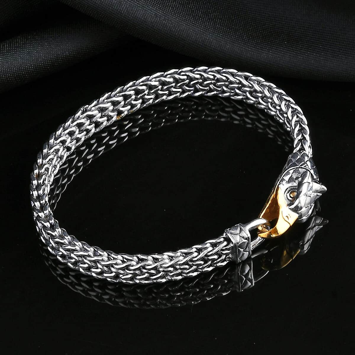 Bali Legacy Eagle Bracelet in 22K Vermeil YG Over and Sterling Silver (6.50 In) 36.15 Grams image number 1