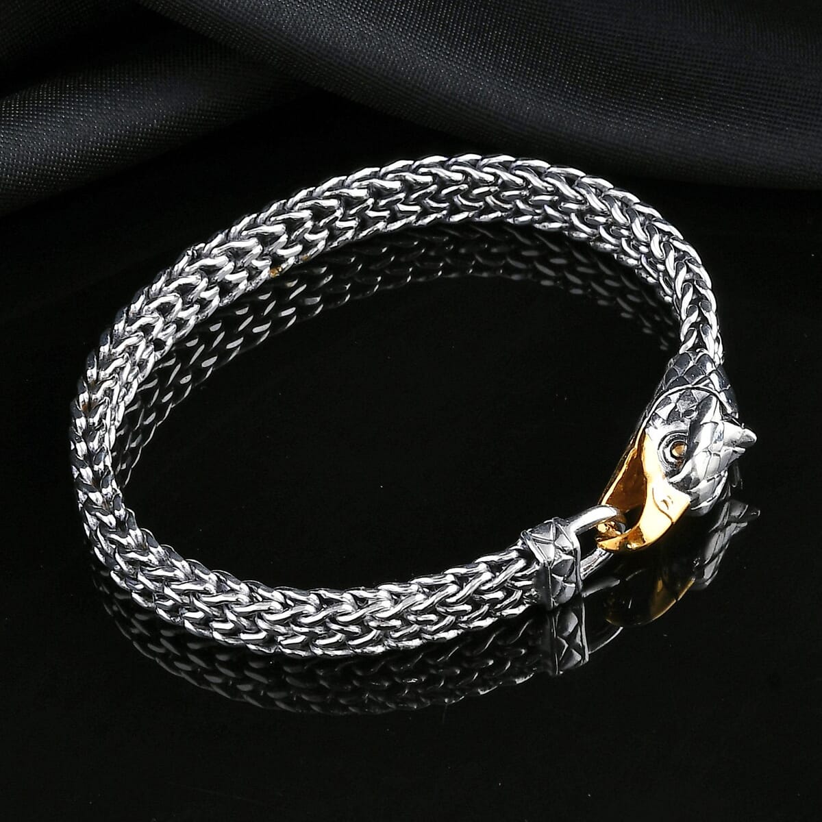 Bali Legacy Eagle Bracelet in 22K Vermeil YG Over and Sterling Silver (7.25 In) 39.50 Grams image number 1