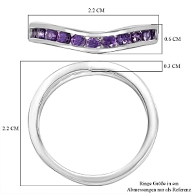Simulated Amethyst Color Diamond Band Ring in Sterling Silver (Size 5.5)