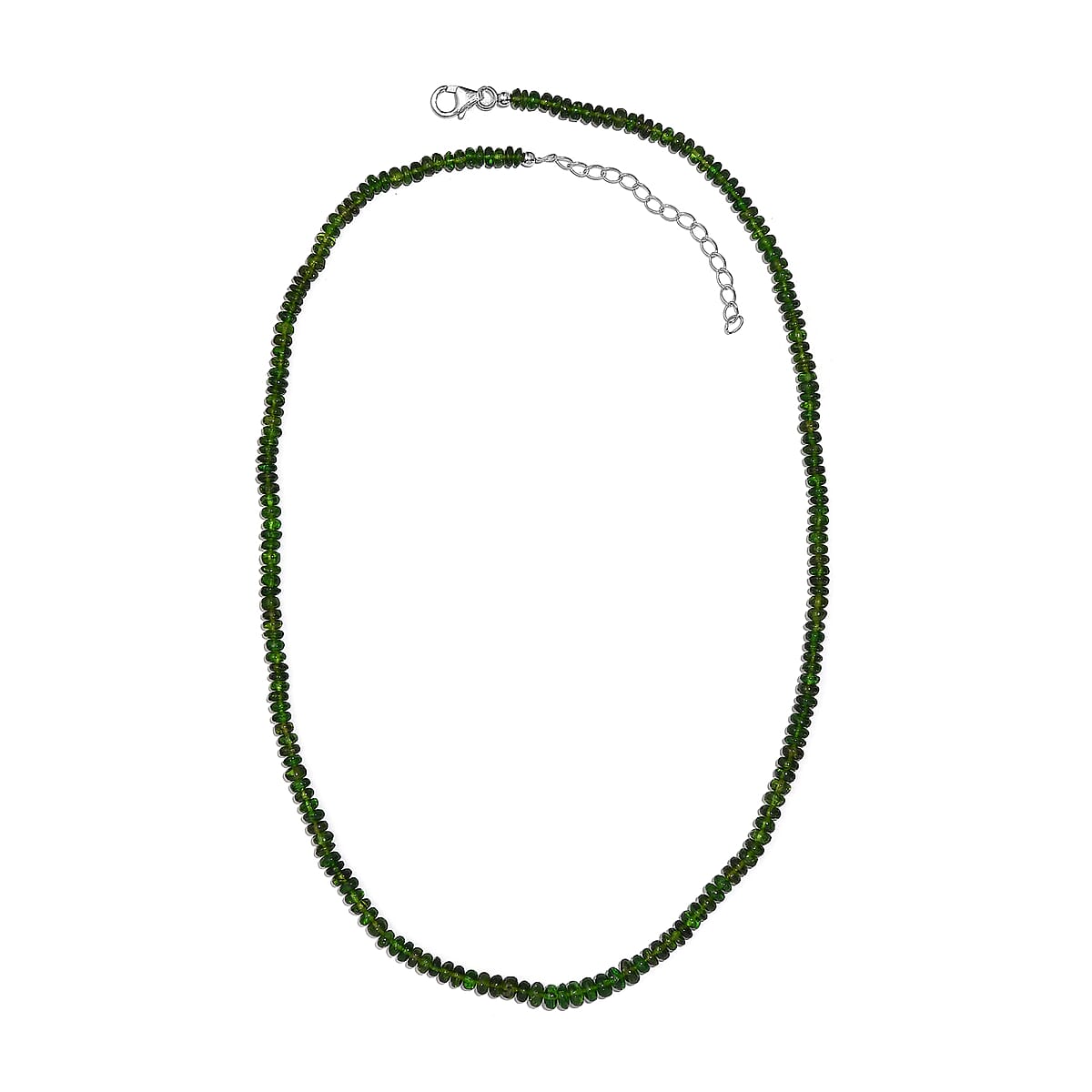 Chrome Diopside Beaded 61.50 ctw Necklace 18 Inches in Rhodium Over Sterling Silver image number 3