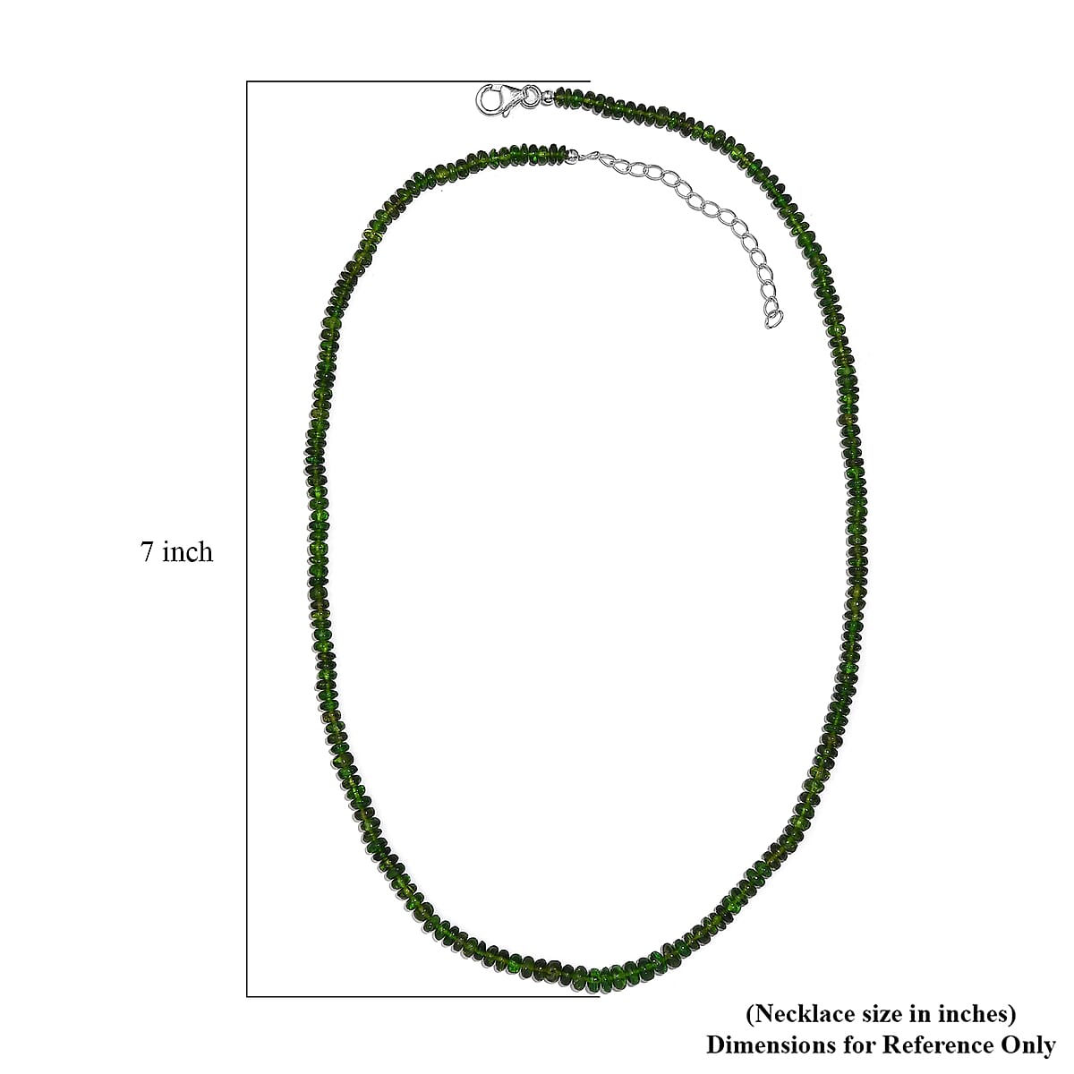 Chrome Diopside Beaded 61.50 ctw Necklace 18 Inches in Rhodium Over Sterling Silver image number 5