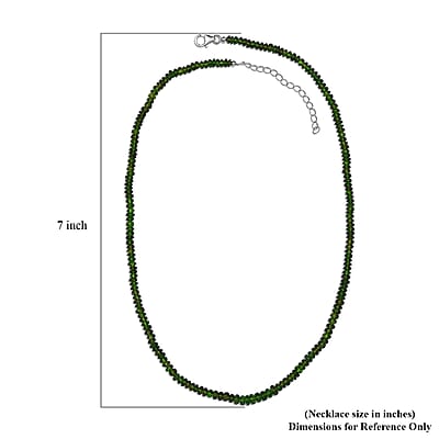Chrome Diopside Beaded 61.50 ctw Necklace 18 Inches in Rhodium Over Sterling Silver