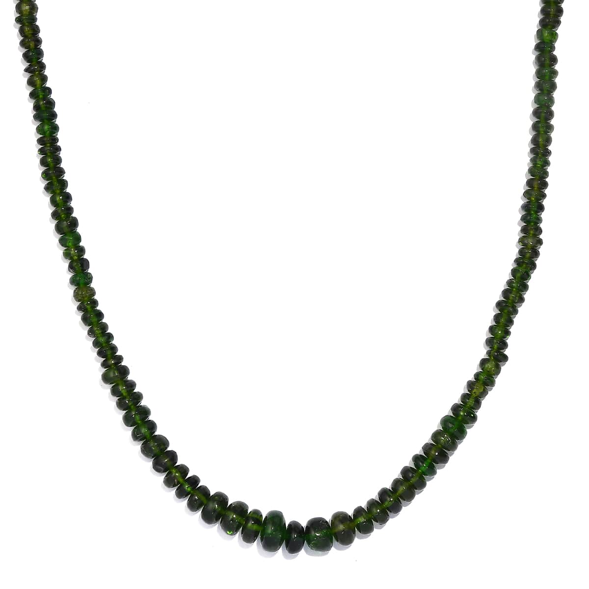 Chrome Diopside Beaded 75.80 ctw Necklace 18 Inches in Rhodium Over Sterling Silver image number 0