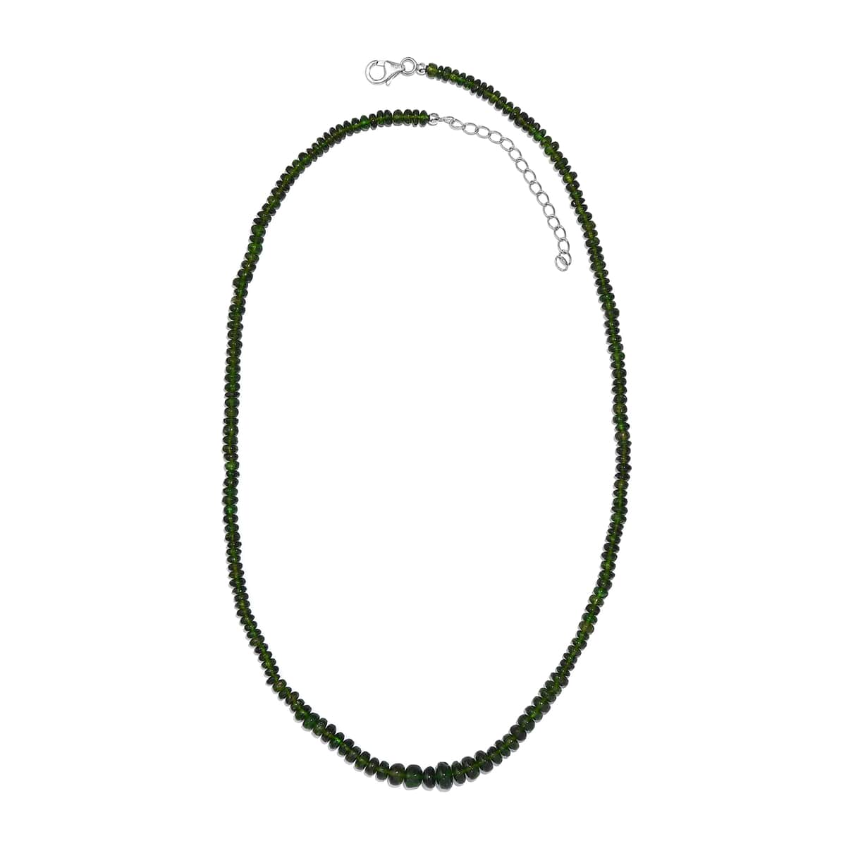 Chrome Diopside Beaded 75.80 ctw Necklace 18 Inches in Rhodium Over Sterling Silver image number 3