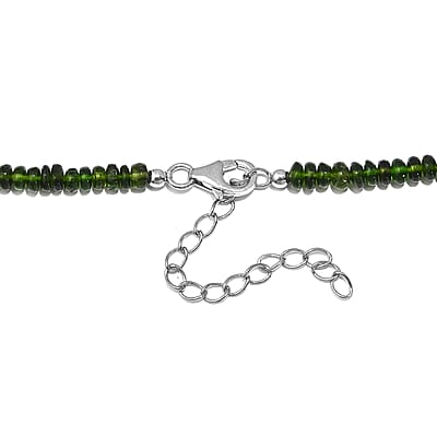 Chrome Diopside Beaded 75.80 ctw Necklace 18 Inches in Rhodium Over Sterling Silver