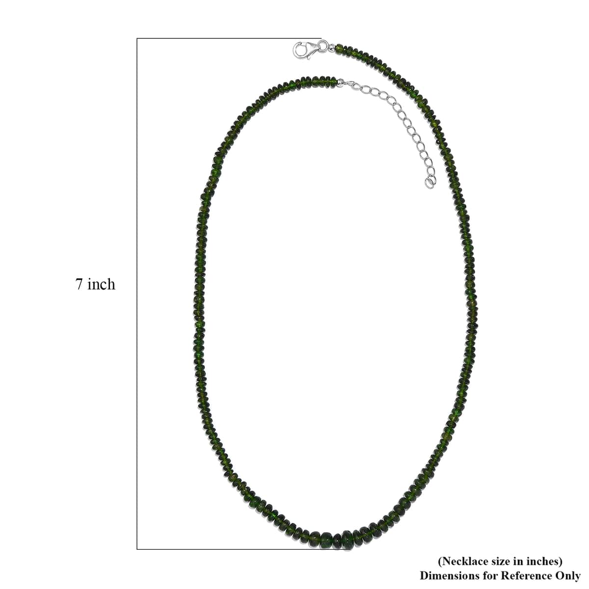 Chrome Diopside Beaded 75.80 ctw Necklace 18 Inches in Rhodium Over Sterling Silver image number 5