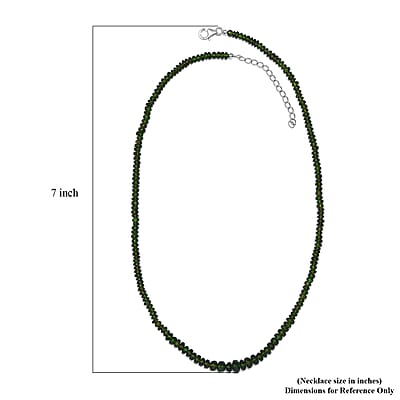 Chrome Diopside Beaded 75.80 ctw Necklace 18 Inches in Rhodium Over Sterling Silver