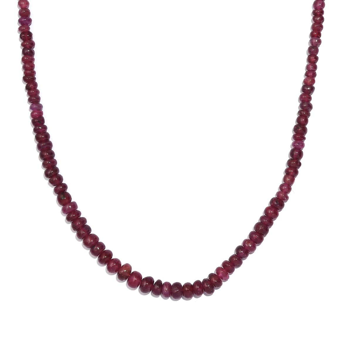 Niassa Ruby (FF) Beaded 77.85 ctw Necklace 18 Inches in Rhodium Over Sterling Silver image number 0