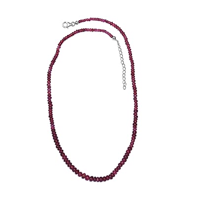 Niassa Ruby (FF) Beaded 77.85 ctw Necklace 18 Inches in Rhodium Over Sterling Silver