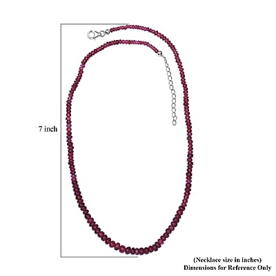 Niassa Ruby (FF) Beaded 77.85 ctw Necklace 18 Inches in Rhodium Over Sterling Silver