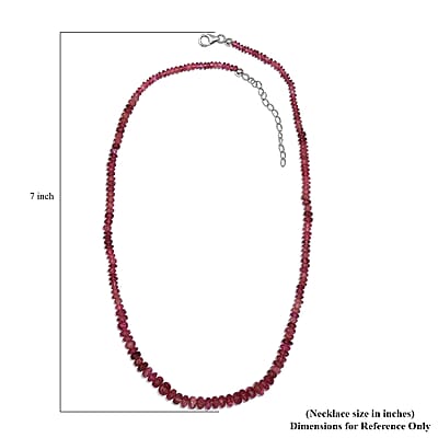 Niassa Ruby (FF) Beaded 76.85 ctw Necklace 18 Inches in Rhodium Over Sterling Silver