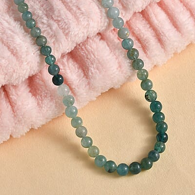 Grandidierite Beaded 67.50 ctw Necklace 18 Inches in Rhodium Over Sterling Silver