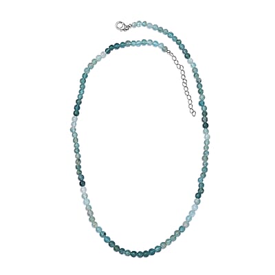 Grandidierite Beaded 67.50 ctw Necklace 18 Inches in Rhodium Over Sterling Silver