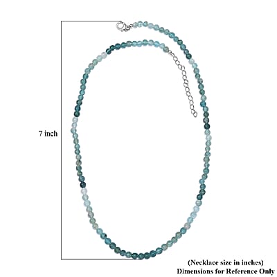 Grandidierite Beaded 67.50 ctw Necklace 18 Inches in Rhodium Over Sterling Silver