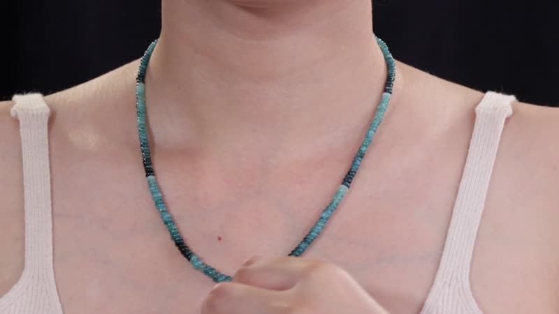 Grandidierite Beaded 66.10 ctw Necklace 18 Inches in Rhodium Over Sterling Silver