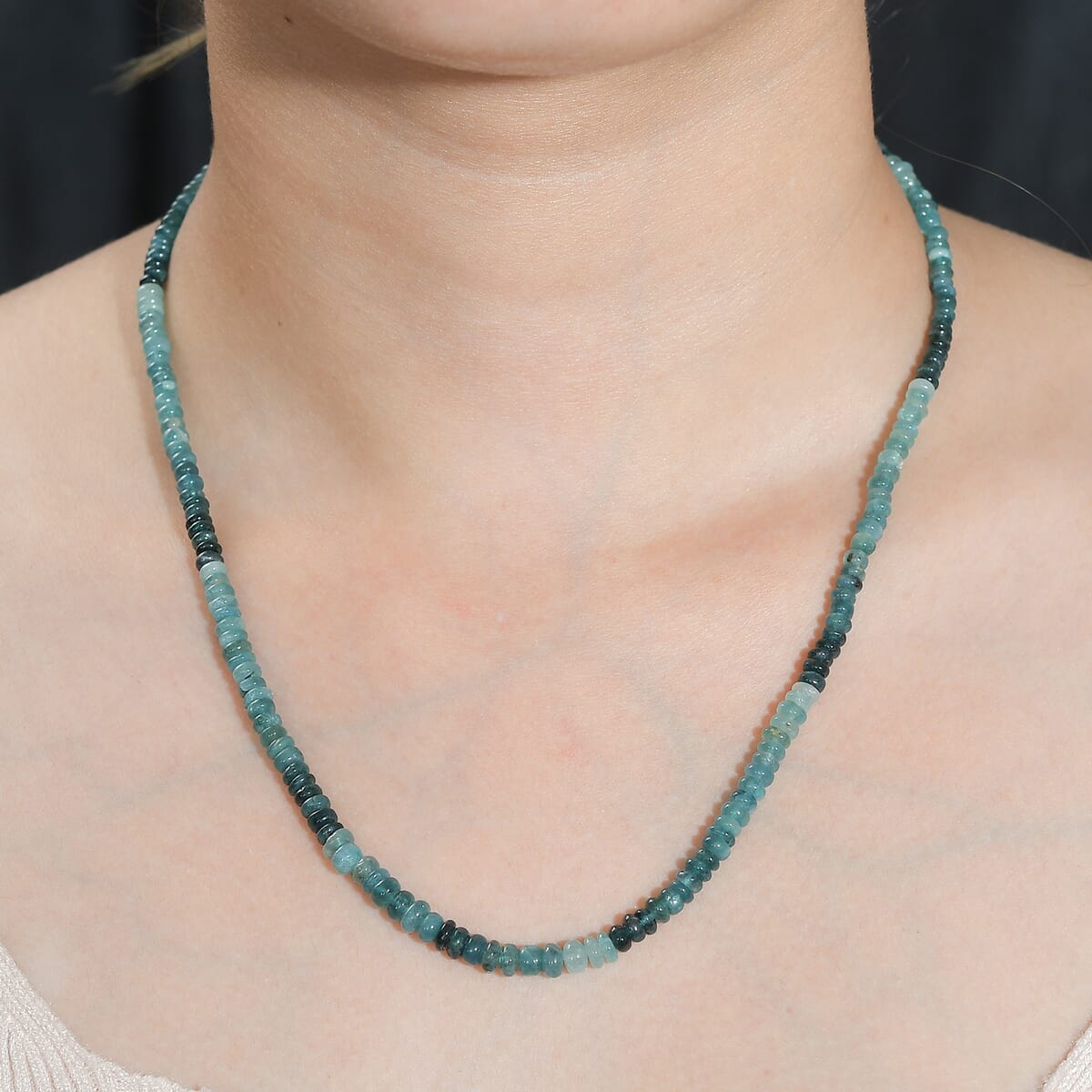Grandidierite Beaded 66.10 ctw Necklace 18 Inches in Rhodium Over Sterling Silver image number 2