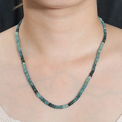 Grandidierite Beaded 66.10 ctw Necklace 18 Inches in Rhodium Over Sterling Silver