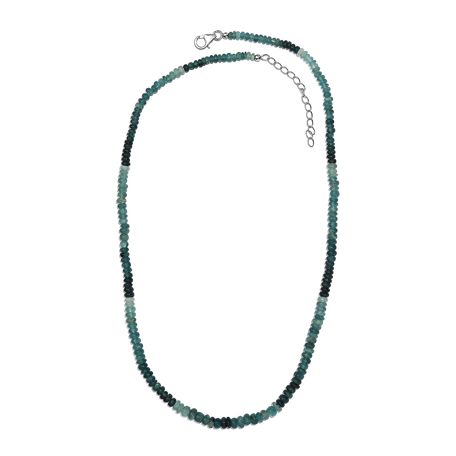 Grandidierite Beaded 66.10 ctw Necklace 18 Inches in Rhodium Over Sterling Silver
