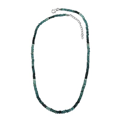 Grandidierite Beaded 66.10 ctw Necklace 18 Inches in Rhodium Over Sterling Silver