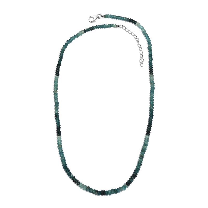 Grandidierite Beaded 66.10 ctw Necklace 18 Inches in Rhodium Over Sterling Silver