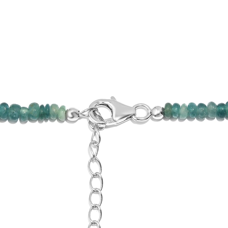 Grandidierite Beaded 66.10 ctw Necklace 18 Inches in Rhodium Over Sterling Silver