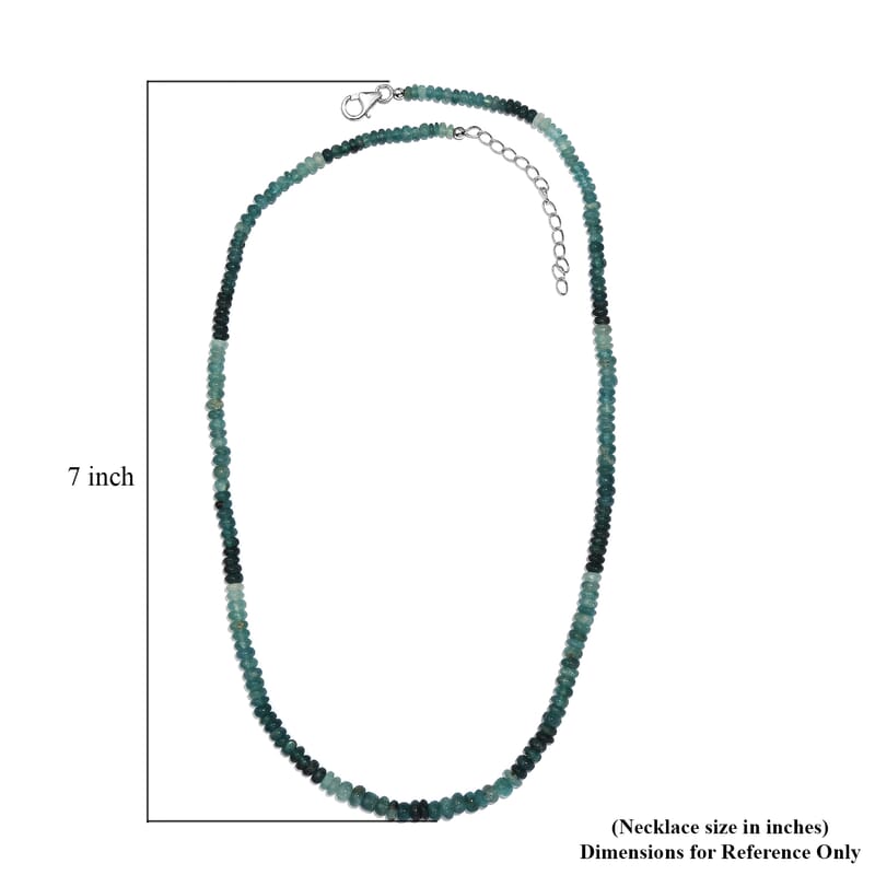 Grandidierite Beaded 66.10 ctw Necklace 18 Inches in Rhodium Over Sterling Silver