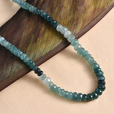 Grandidierite Beaded 87.00 ctw Necklace 18 Inches in Rhodium Over Sterling Silver