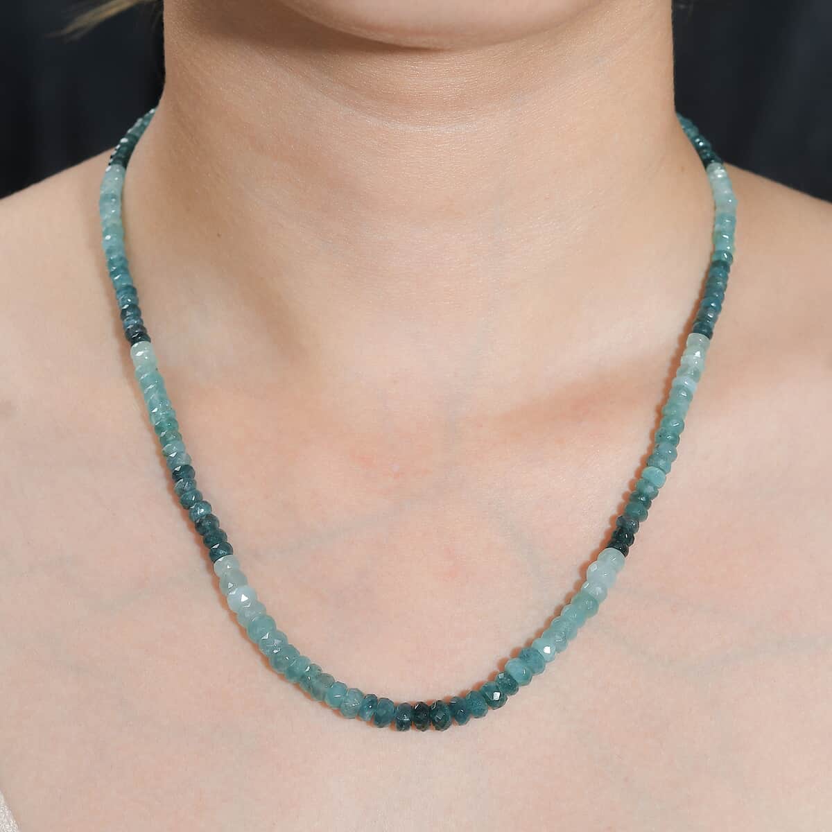 Grandidierite Beaded 87.00 ctw Necklace 18 Inches in Rhodium Over Sterling Silver image number 2