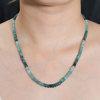 Grandidierite Beaded 87.00 ctw Necklace 18 Inches in Rhodium Over Sterling Silver