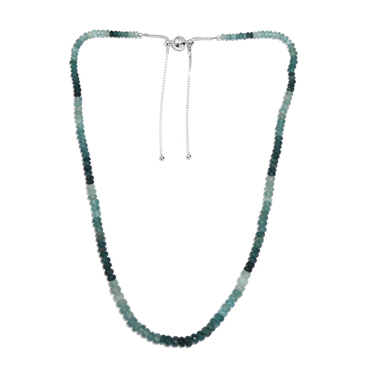 Grandidierite Beaded 87.00 ctw Necklace 18 Inches in Rhodium Over Sterling Silver image number 3