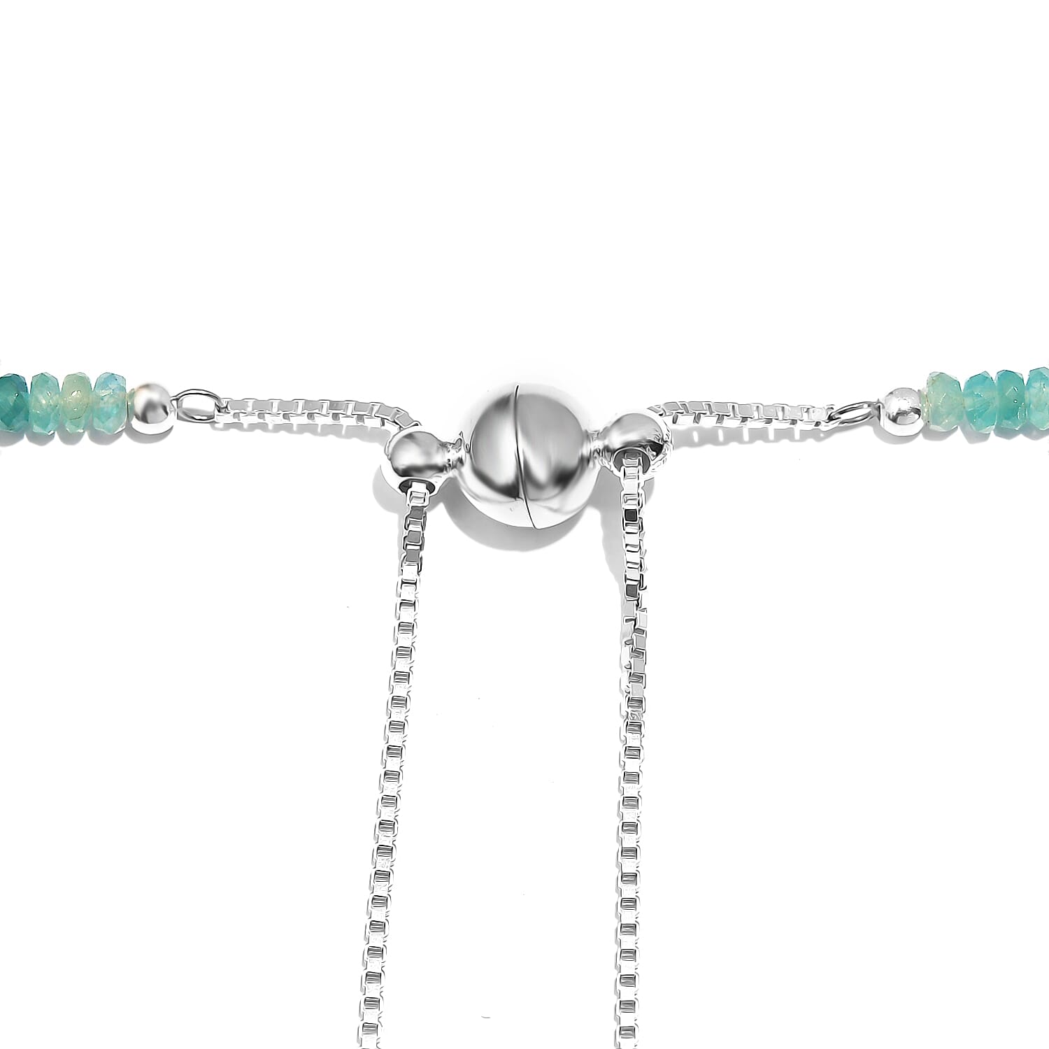 Grandidierite Beaded 87.00 ctw Necklace 18 Inches in Rhodium Over Sterling Silver