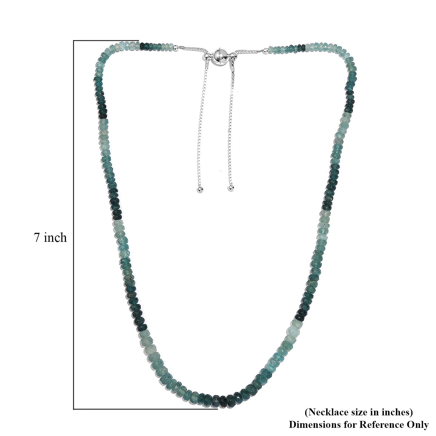 Grandidierite Beaded 87.00 ctw Necklace 18 Inches in Rhodium Over Sterling Silver
