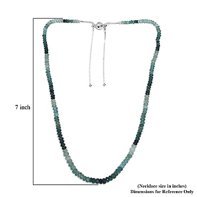 Grandidierite Beaded 87.00 ctw Necklace 18 Inches in Rhodium Over Sterling Silver