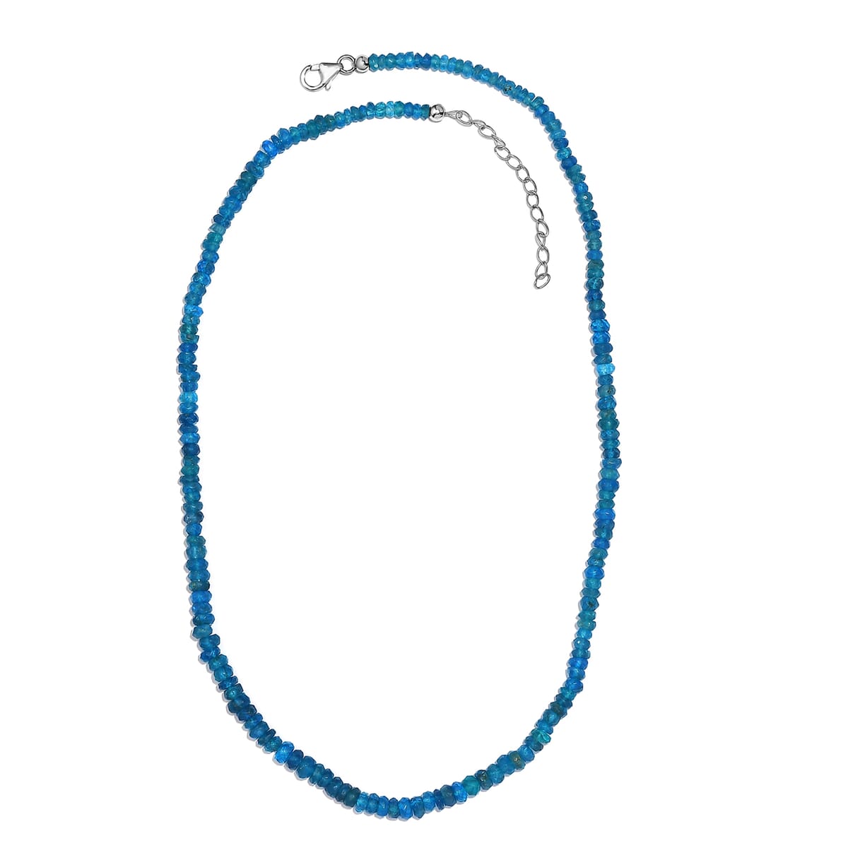 Malgache Neon Apatite Beaded 78.00 ctw Necklace 18 Inches in Rhodium Over Sterling Silver image number 3