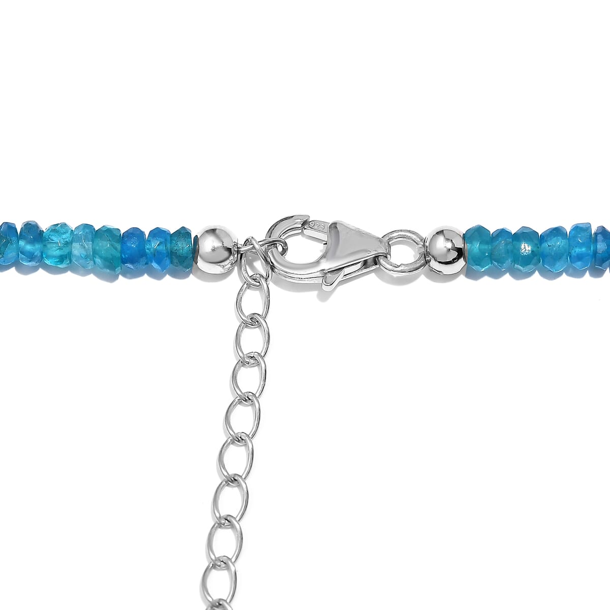 Malgache Neon Apatite Beaded 78.00 ctw Necklace 18 Inches in Rhodium Over Sterling Silver image number 4