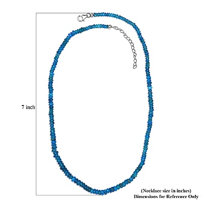 Malgache Neon Apatite Beaded 78.00 ctw Necklace 18 Inches in Rhodium Over Sterling Silver