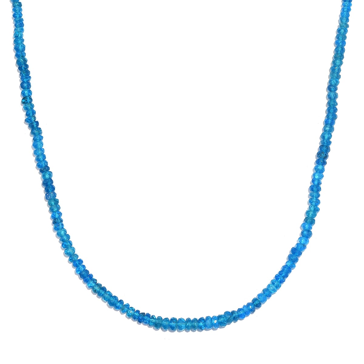 Malgache Neon Apatite Beaded 44.25 ctw Necklace 18 Inches in Rhodium Over Sterling Silver image number 0